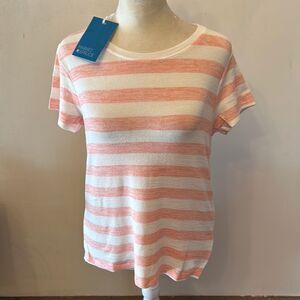 Market & Spruce melon white striped short sleeve tee Size XSP New